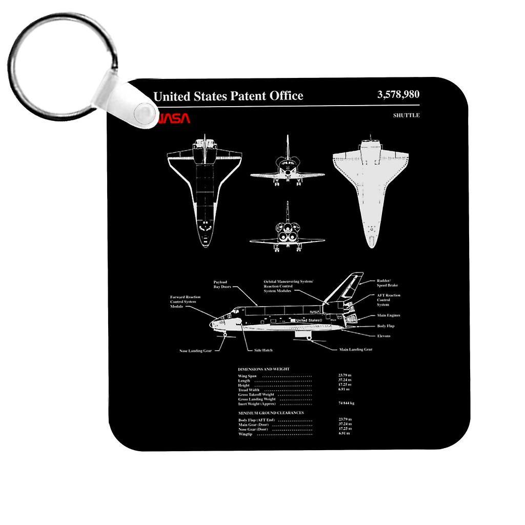 NASA Shuttle Dimensions And Weight Blueprint Keyring Black 5cm x 5cm