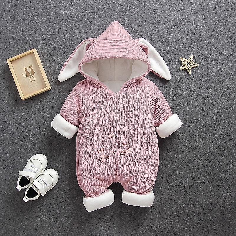 Slowmoose Newborn Baby Autumn & Winter Coat, / Warm Romper Down Cotton Jackets Bodysuit pink rabbit 6M