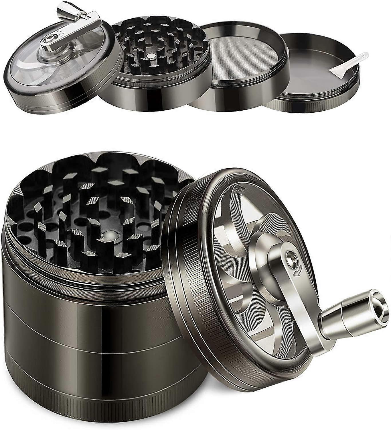 Unbrand Sunrain Grinder, 4 in 1 Pieces Grinder,Spice Grinder Large, Zinc Alloy Grinder, Spice Dry Grinder A Black