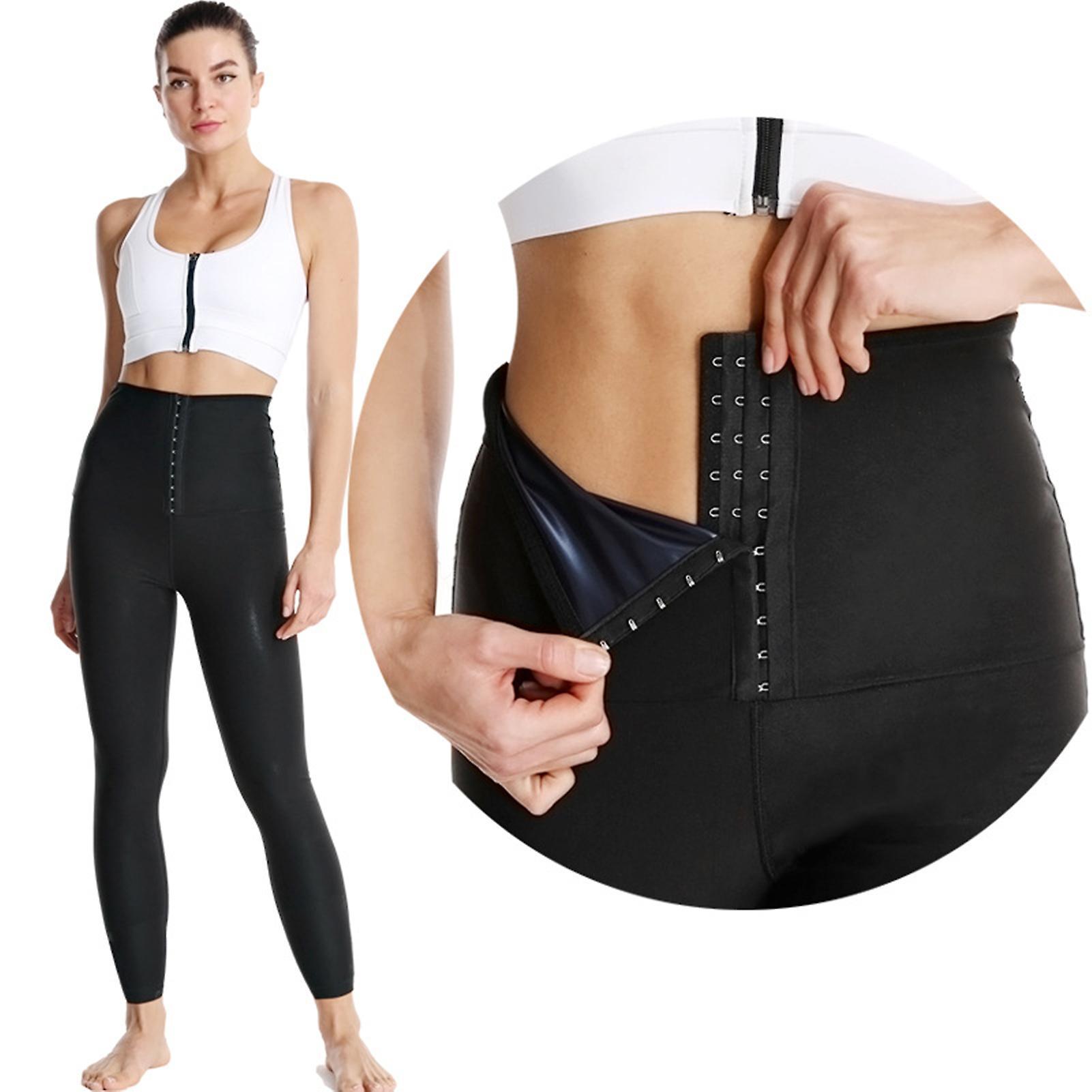 Domeilleur Yoga Pants For Women Elastic High Waist Leggins Neoprene Sweat Sauna Pants For Sports Running Fitness Black Ninth Pants M