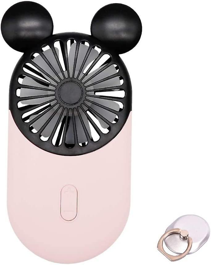 Baicccf Cute Mickey Personal Mini Fan, Handheld & Portable Usb Rechargeable Fan With Beautiful Led Light, 3 Adjustable Speeds, Portable Holder, Per...