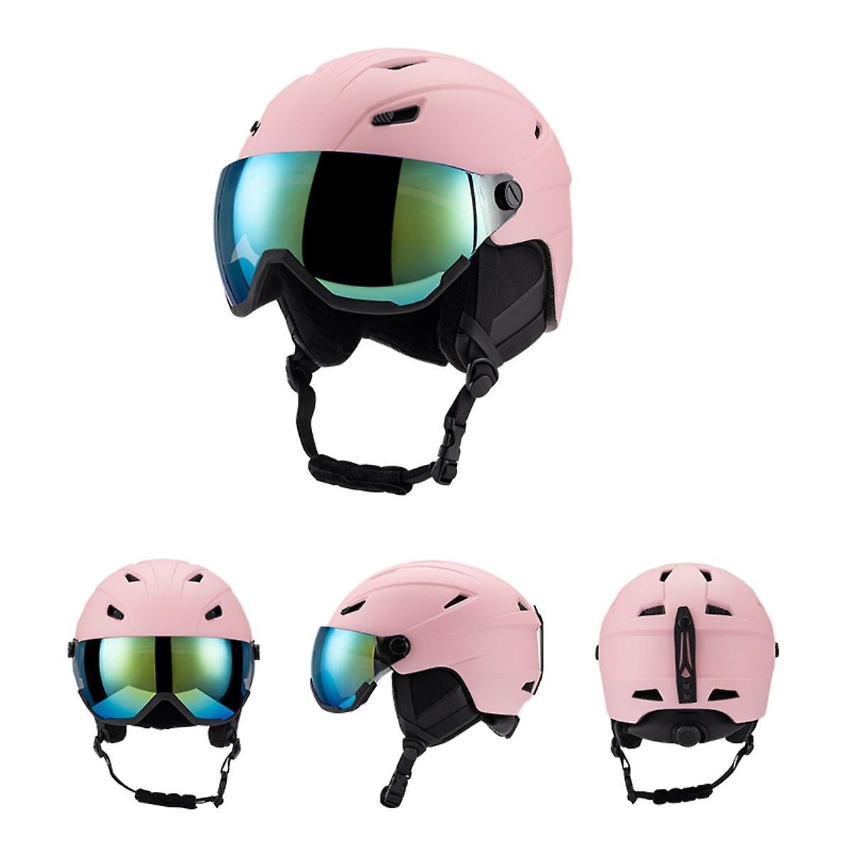 Yesfit Ski Helmet With Ski Goggles, Snowboard Helmet And 2-in-1 Visor Goggles Set PINK M