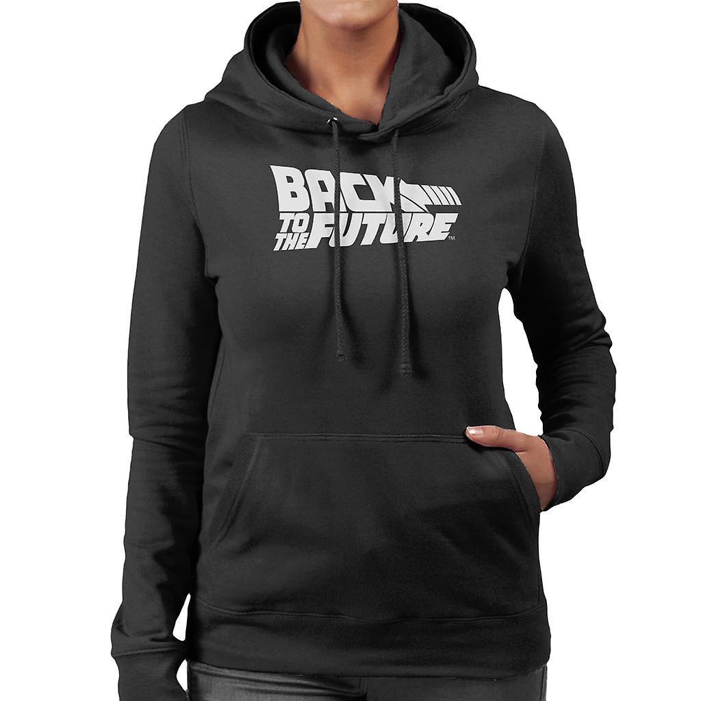 Back to the Future White Logo Women's Hooded Sweatshirt Black XX-Large