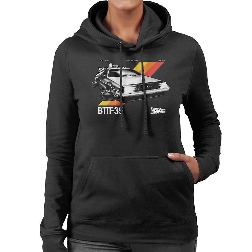 Back to the Future 35th Anniversary Delorean Women's Hooded Sweatshirt Black X-Large