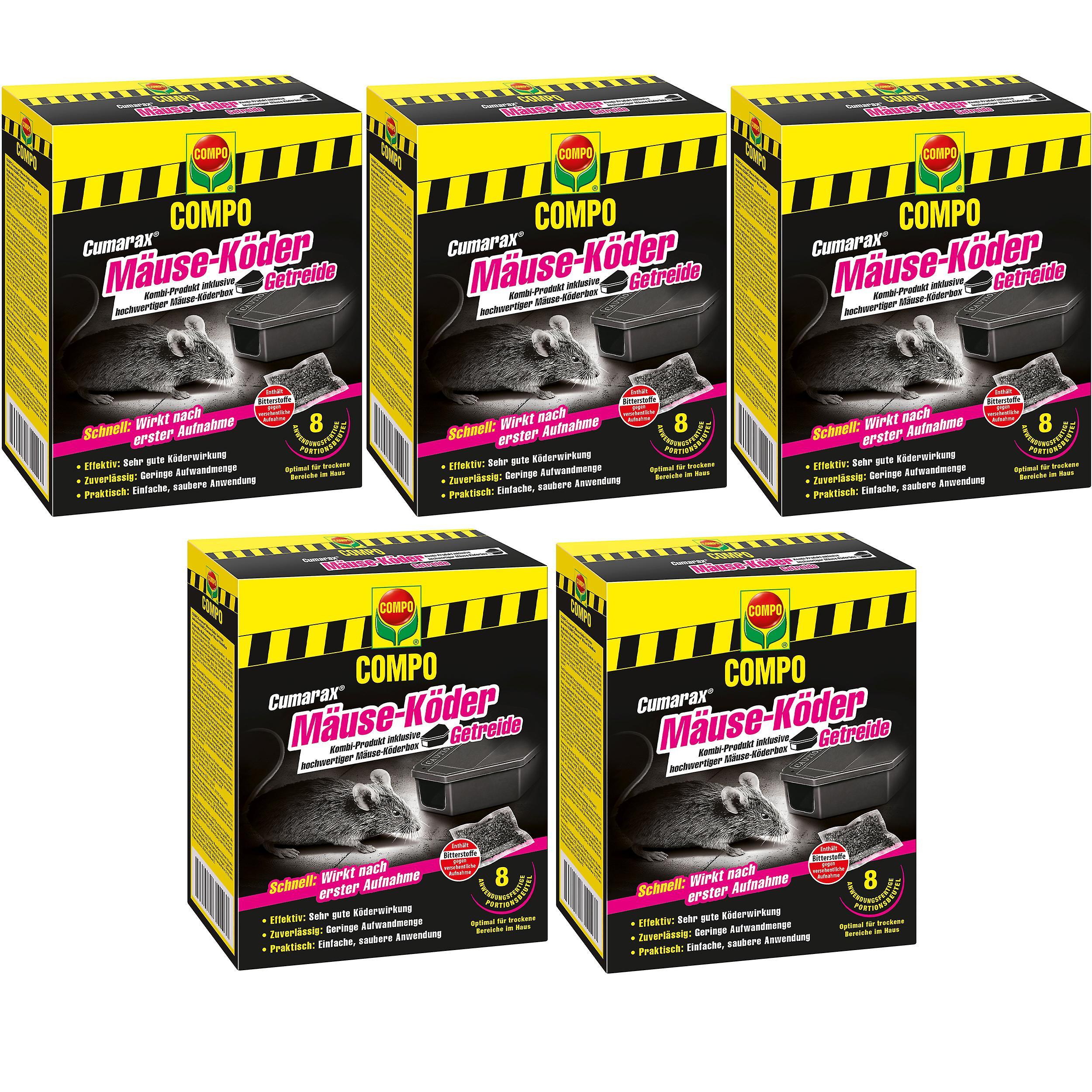 Compo GmbH 5 x COMPO Cumarax® Mouse Bait Cereal, 80 g + 1 bait box