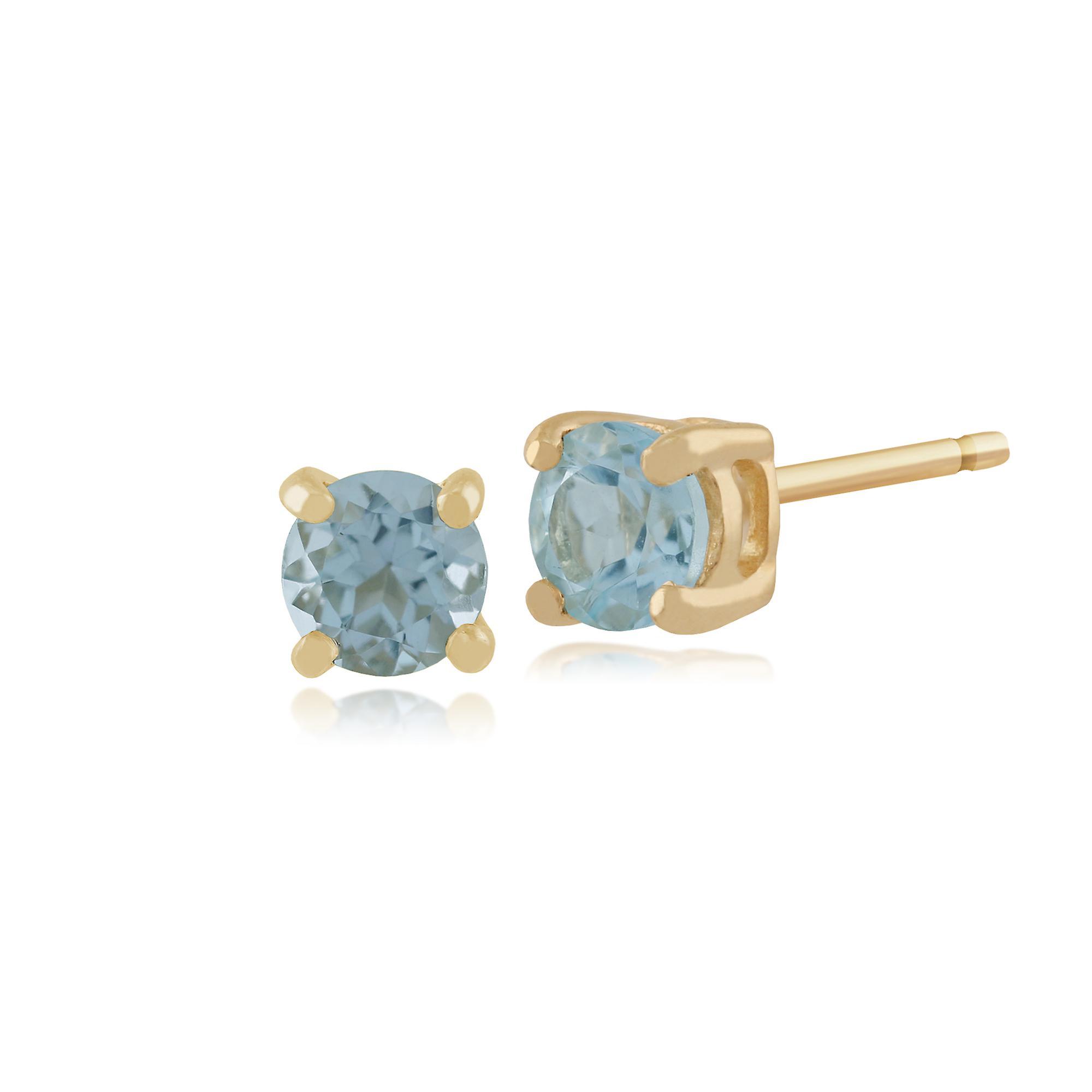 Gemondo Classic Round Blue Topaz Stud Earrings in 9ct Yellow Gold 3.5mm 11555 One Size