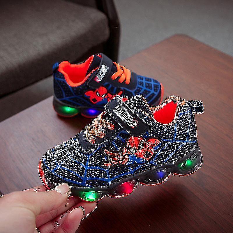 Exsha Kids Sports Shoes Spiderman Lighted Sneakers Children Led Luminous Shoes For Boys Blue 33