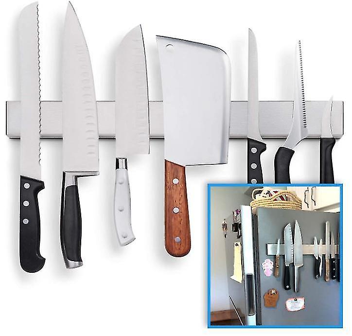 Elsavct Fridge Applicable Double Sided Knife Strip 17 Inch Stainless Steel Magnetic Knife Holder / Rack / Bar