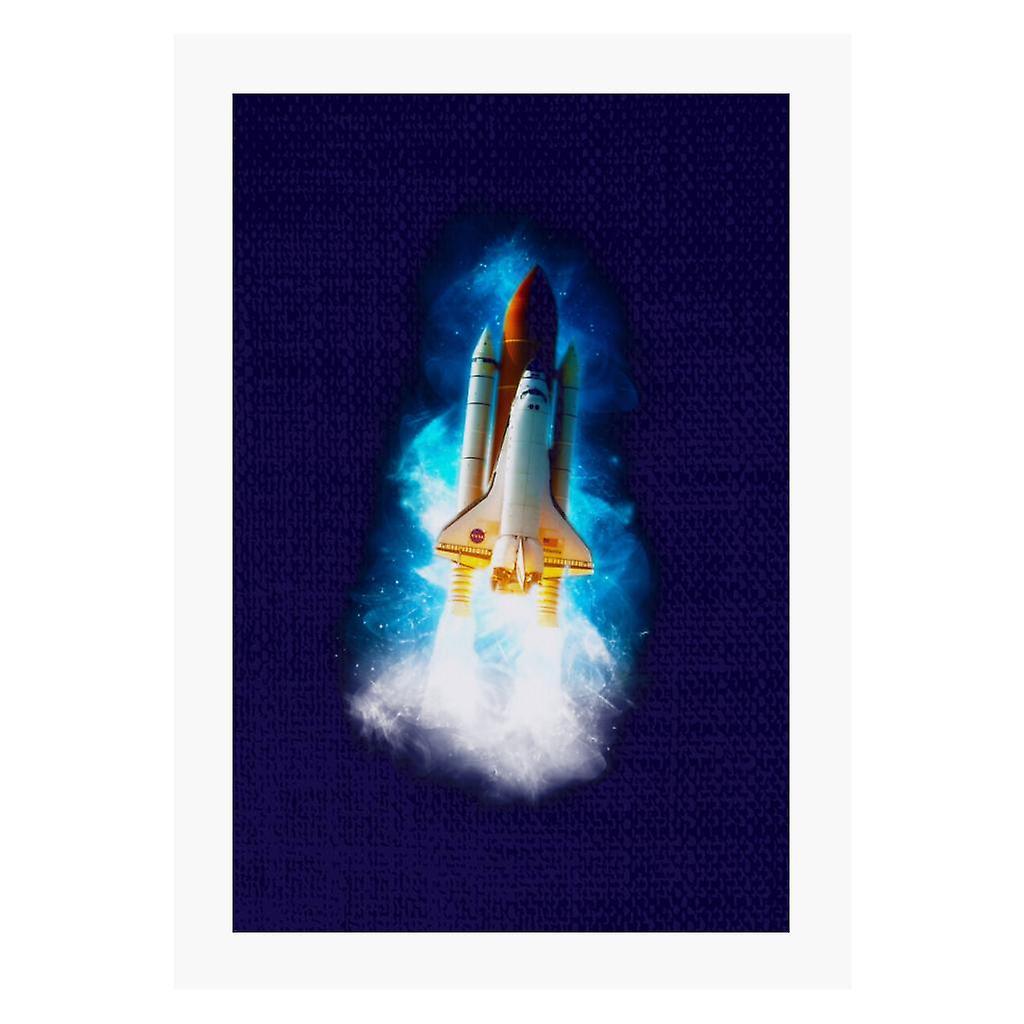 NASA Atlantis Launch Stellar Effect A4 Print Navy Blue 21cm x 29.7cm