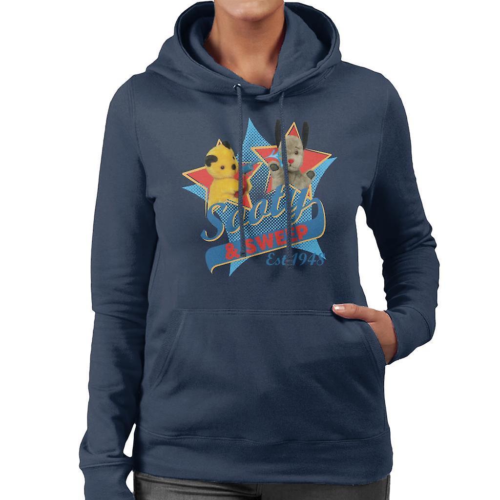 Sooty & Sweep Retro Water Sprayer Women's Hooded Sweatshirt Navy Blue Medium