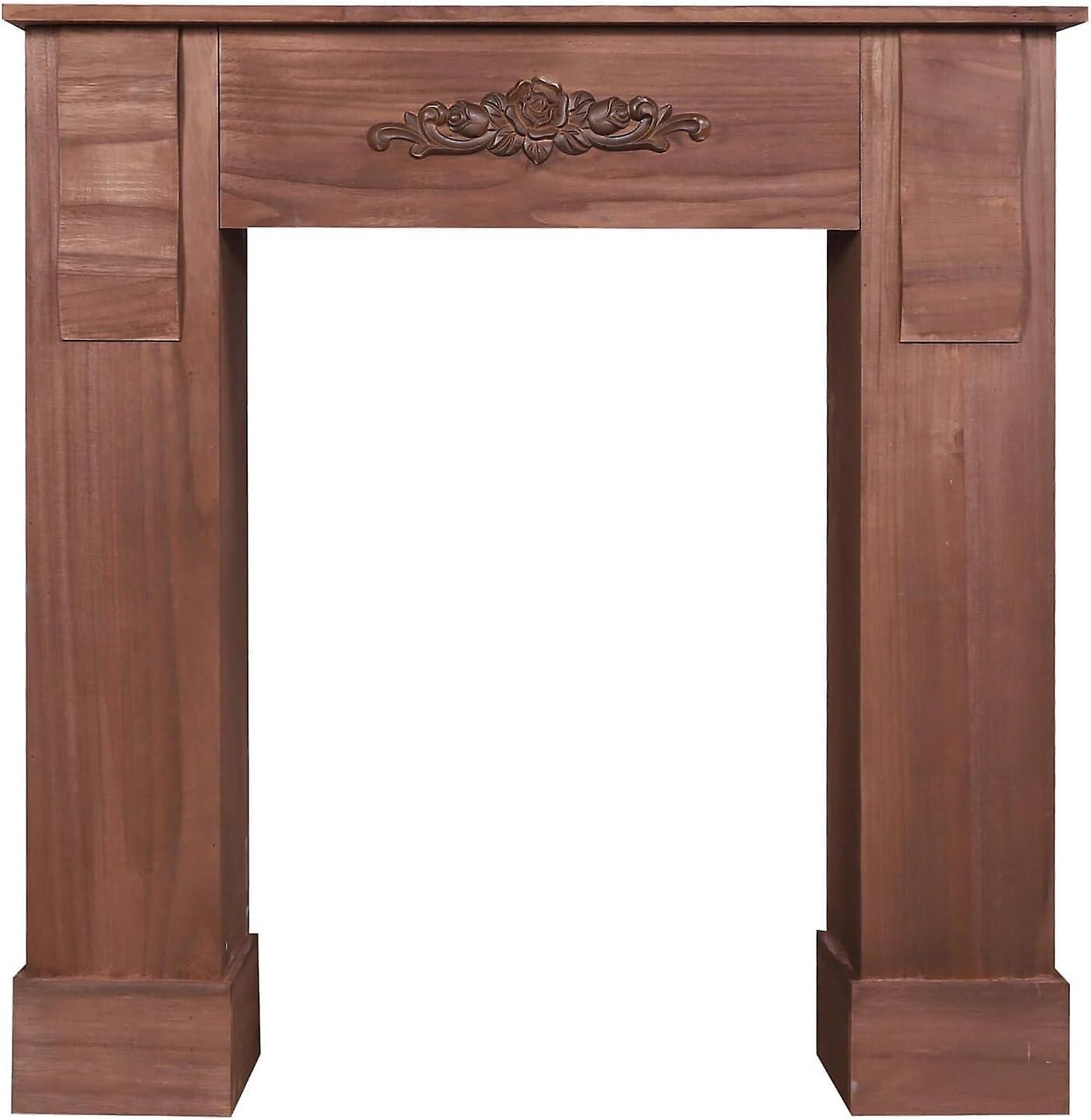 Mobili Rebecca Rebecca Furniture Fireplace Frame Brown Classic Floral Decoration 98x97x22.5