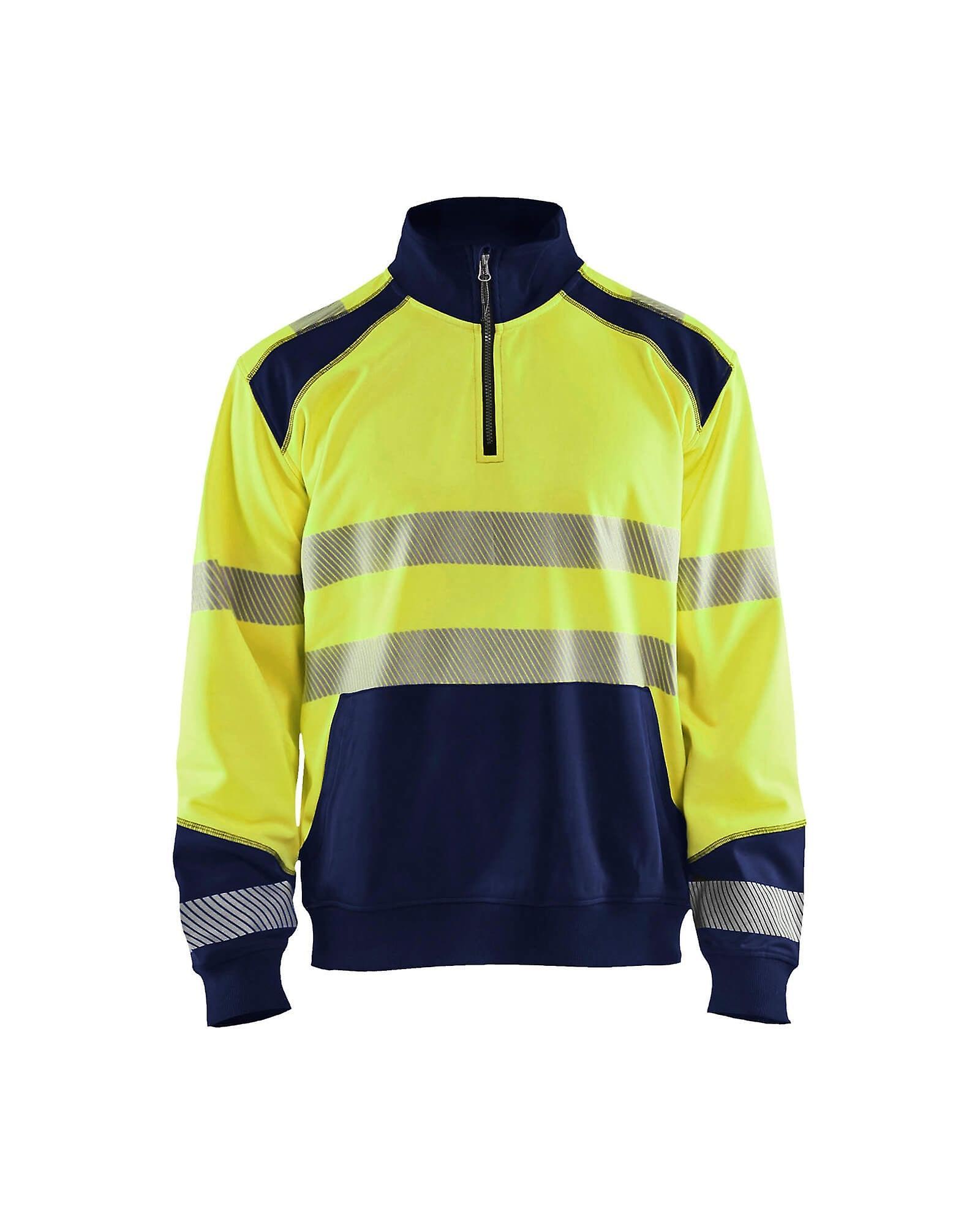 Blaklader 3556 hi-vis sweatshirt half-zip - mens (35562528) Yellow/navy blue Xxxl