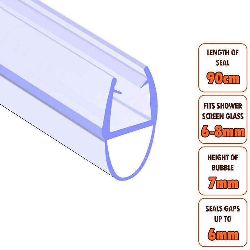 ECOSPA Bath Shower Screen Door Seal Strip - for 6-8mm Glass - Seals Gaps to 6mm Clear 900mm