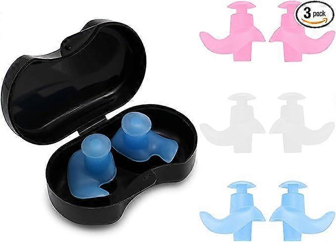 unbrand Kids Swimming Ear Plugs, 3 Pairs Professional Waterproof Reusable Silicone Earplugs Swimming Earplugs for Swimming Surfing