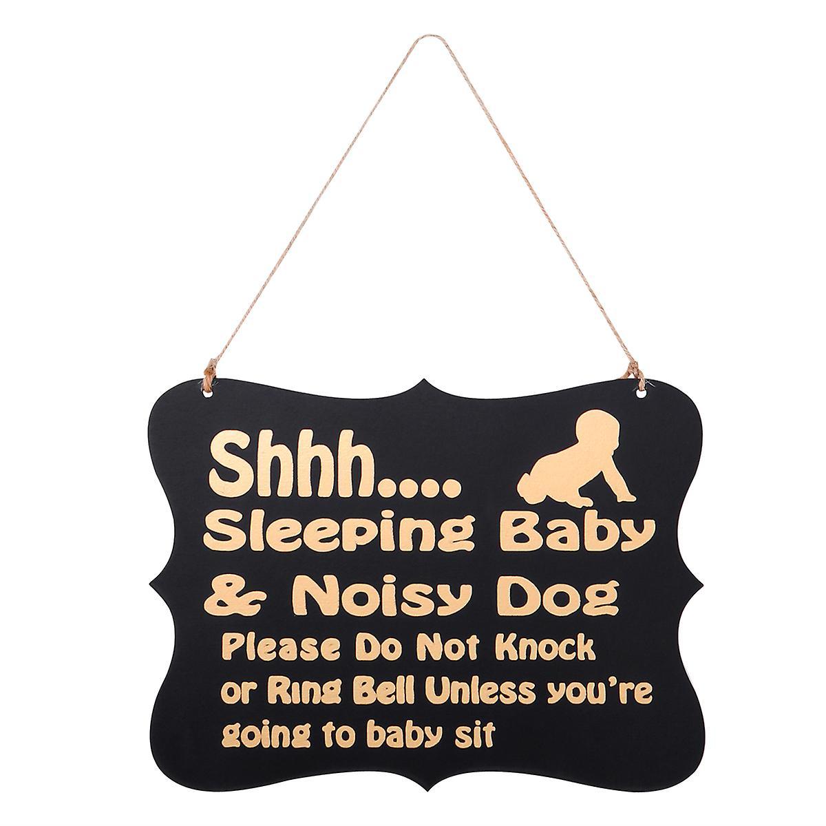 Winomo Shhh Sleeping Baby Door Sign Do Not Disturb Sign Baby Room Hanging Wooden Decorative Sign Do Not Knock Or Ring Baby Sleeping Hanger Sign (bl...