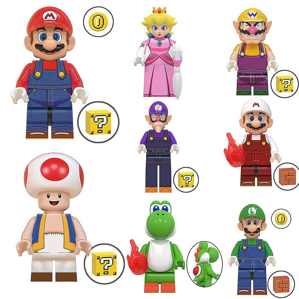 Waytogo 8pcs/set Super Mario Bros Minifigure Assembled Building Blocks Toys Figure Collectible Gift Kit