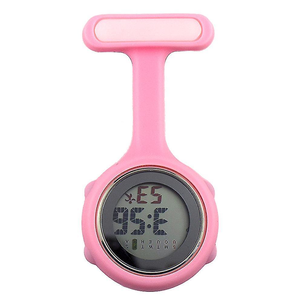 Trumsen Multifunctional Electronic Nurse Watch Silicone Nurse Watch Luminous Alarm Chronograph Watch Digital Chest Watch Pink