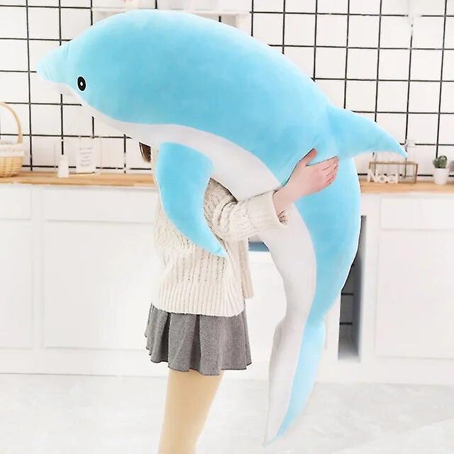 Roobeki 160cm Big Kawaii Soft Dolphin Plush Toys Dolls Stuffed Down Cotton Animal Nap Pillow Creative Kids Toy Christmas Gift for Girls Blue 30cm