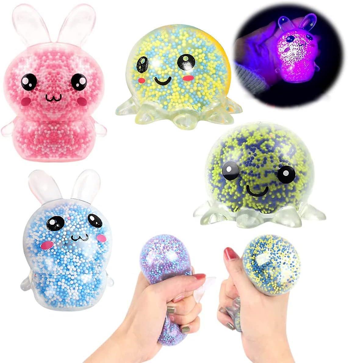 Elsavct 4 PCS Anti-Stress Squeeze Ball, Squeeze Ball, Luminous Ball for Stress Relief, Stress Relief Toy, Stress Relief Balls, Stress Ball Children...