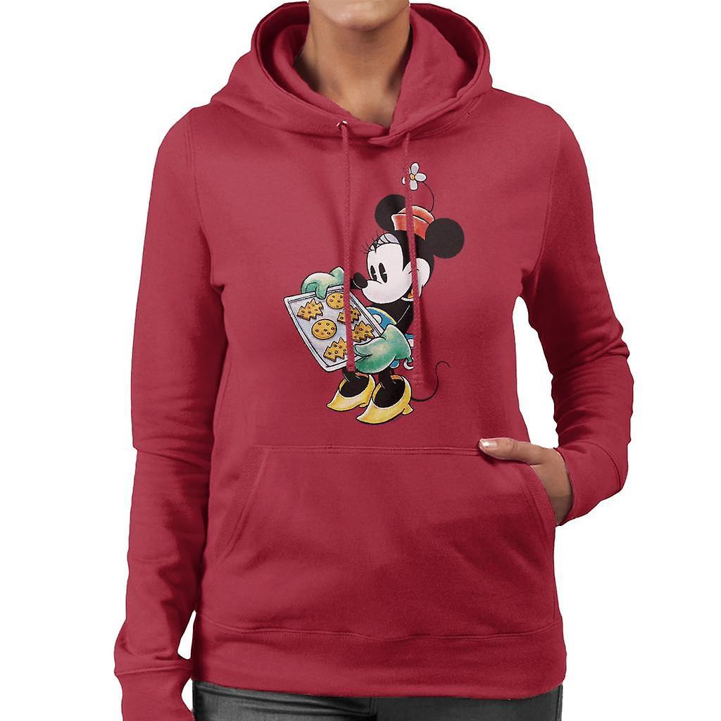 Disney Christmas Minnie Mouse Festive Baking Women's Hooded Sweatshirt Cherry Red Large