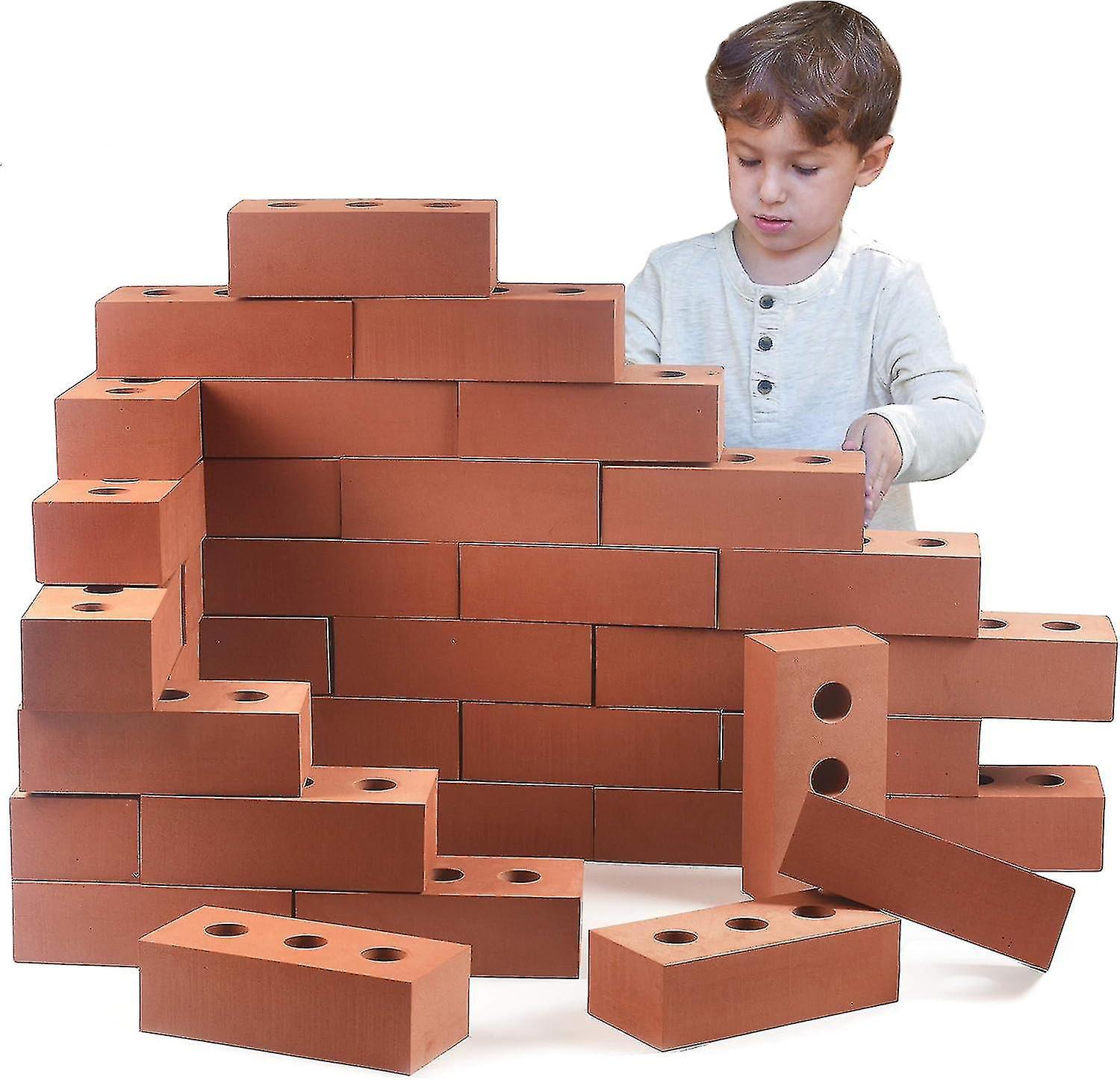 Bricks Building Role Play Toy, Life Size1.6*0.8*0.45cm Fake Pretend Foam Construction Blocks (100-Excellent