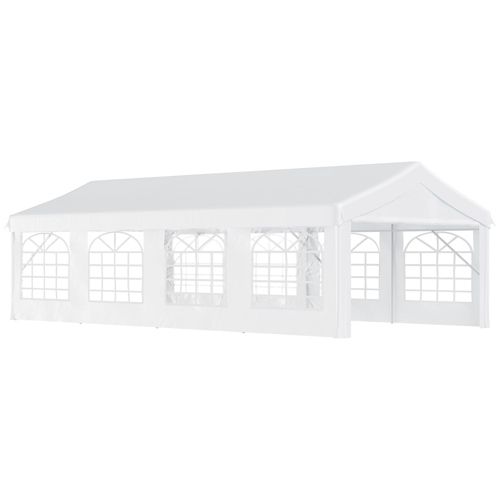 Outsunny 8m Gazebo Garden Marquee Canopy Party Carport Shelter Garage Tent White