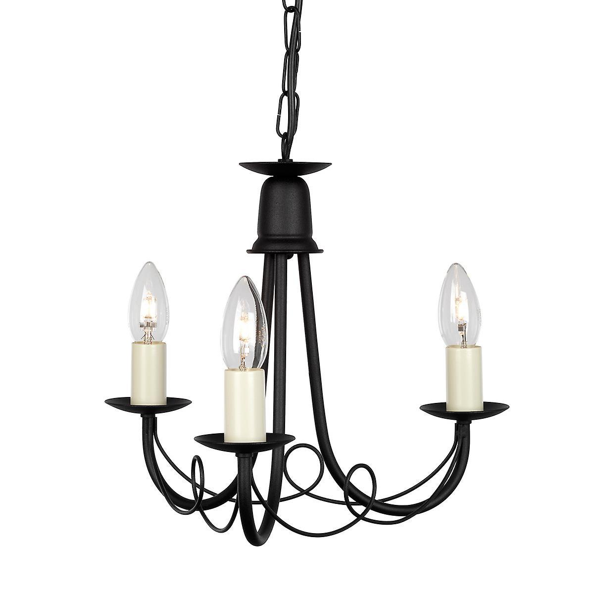 Minster Chandelier 3 Light Black Finish E14