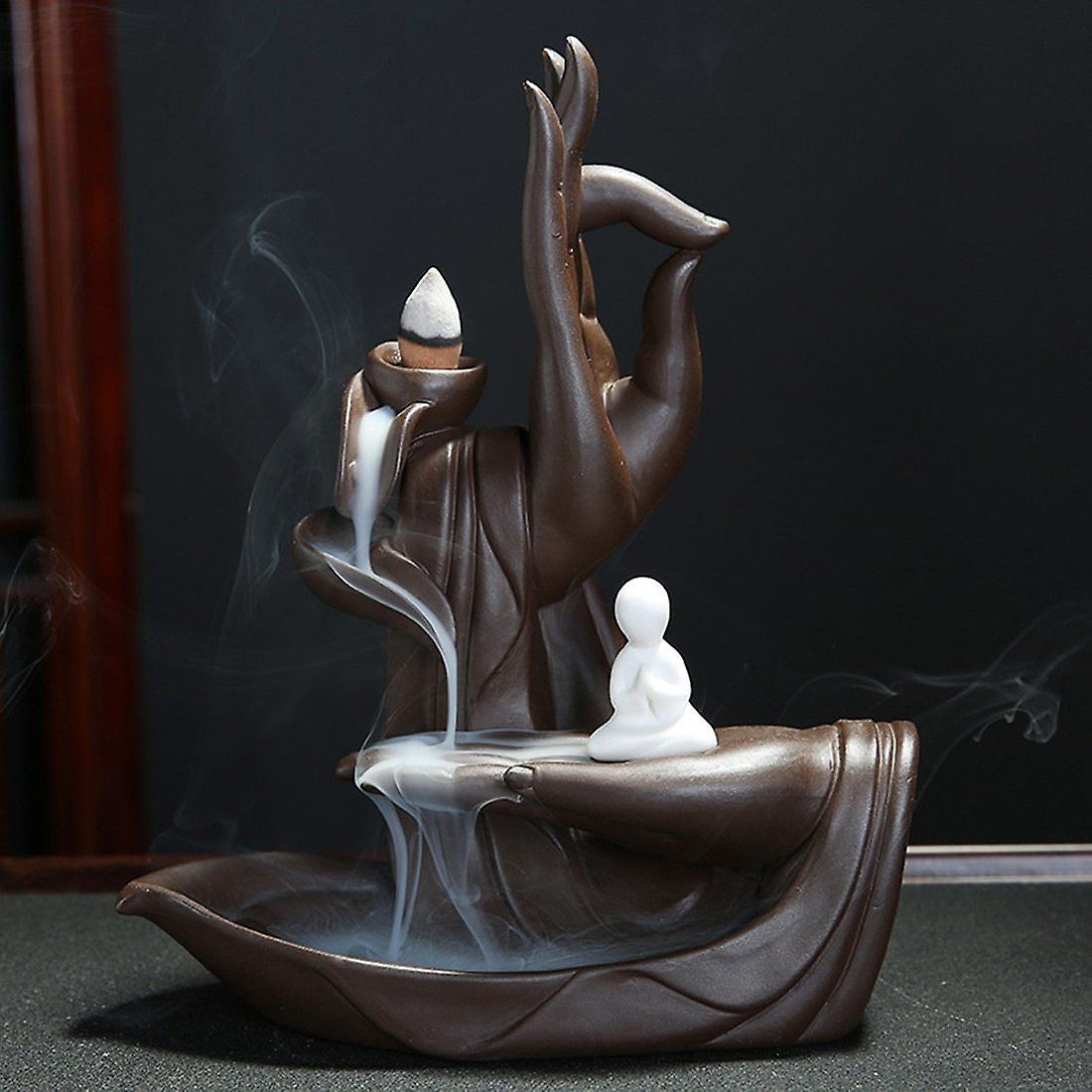 Slowmoose Tathagata Buddha Ceramic Backflow Incense Burner - Lotus Cones Stick Holder 2-6