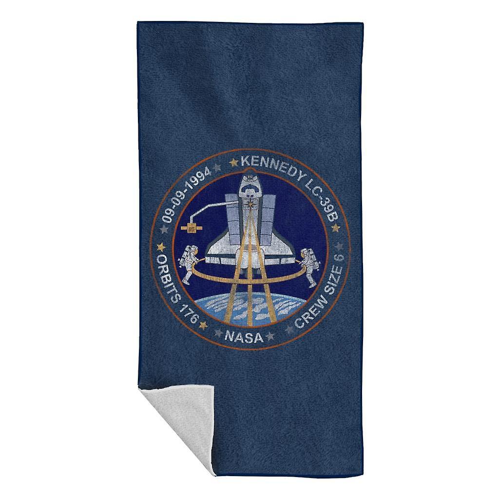 NASA STS 64 Discovery Mission Badge Distressed Beach Towel Navy Blue 70 x 140cm