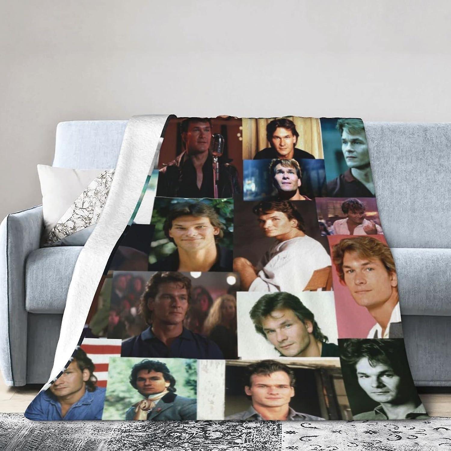 Kerota Fleece Blanket for Sofa Camping, Super Soft Lightweight Cozy Luxury Flannel Bed Blanket, Patrick Actor Swayze Fluffy Plush Couch Blanket Thr...