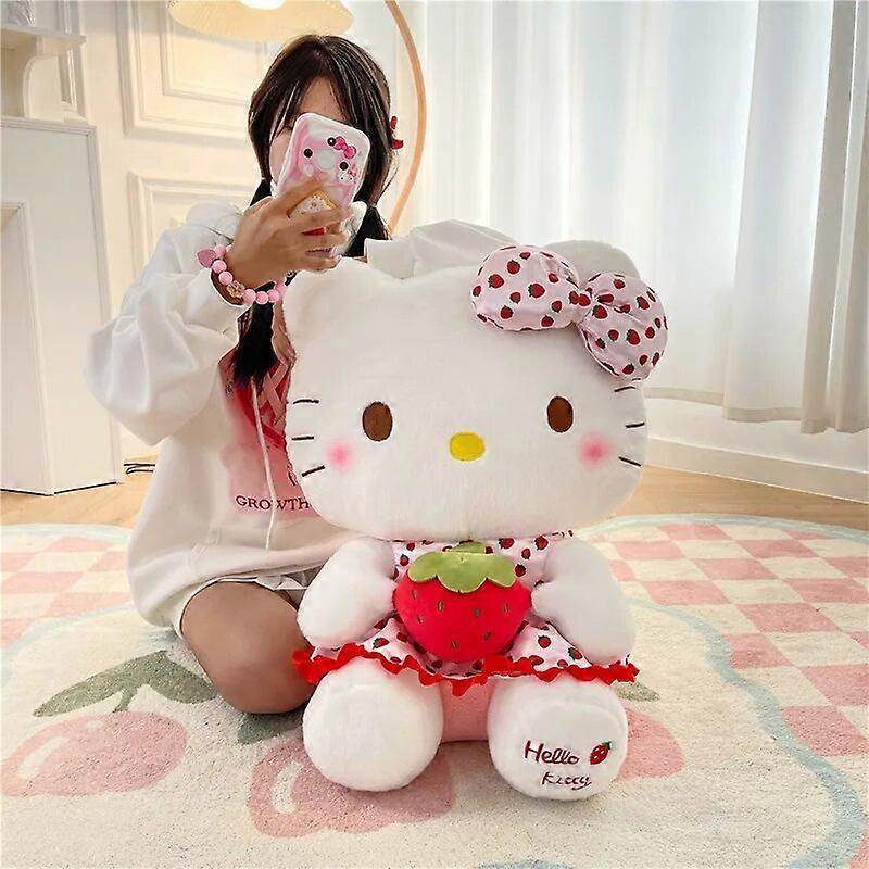 Redkid 65cm Hello Kitty Doll Fruit Strawberry Grape Cat Doll Children Plush Toy Girl Bedroom Decoration Pillow Cute Cartoon Gift Strawberry KT cat..