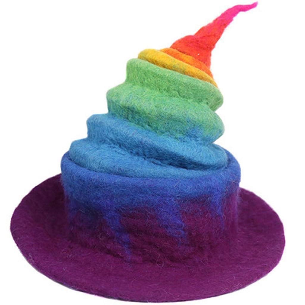 unbrand Handmade Rainbow Wizard Hat Funny Retractable Witch Hat Gradient Hat Wizard Hat