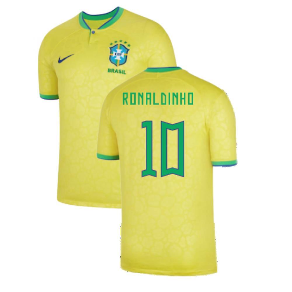 Nike 2022-2023 Brazil Home Shirt (RONALDINHO 10) Yellow XL