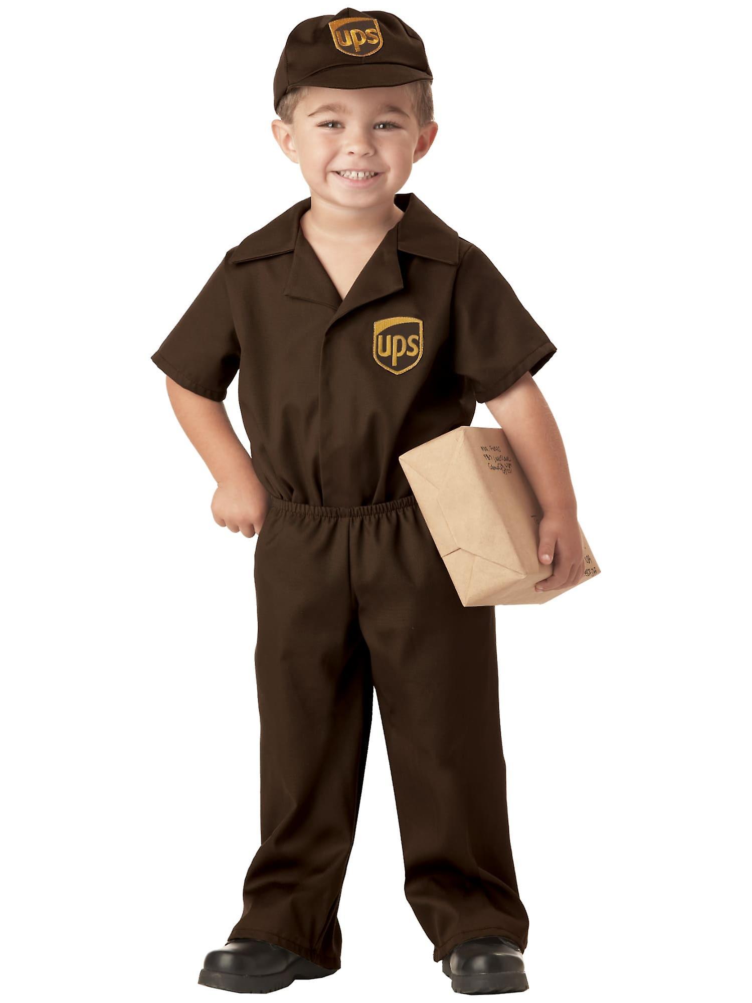 California Costume Collections UPS Driver Special Delivery Postman Uniform Book Week Toddler Boys Costume Brown Toddler (3-4)