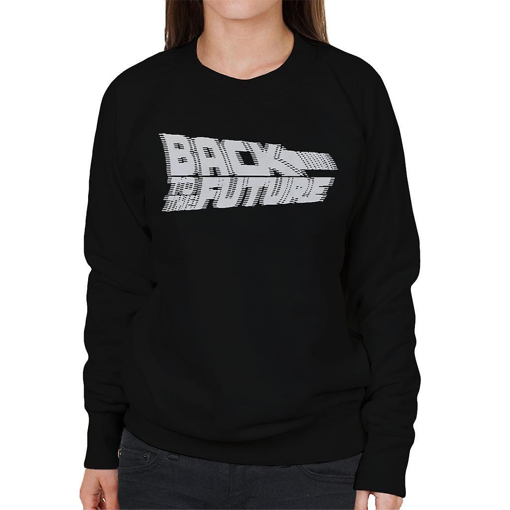 Back to the Future Blurred White Logo Women's Sweatshirt Black Medium