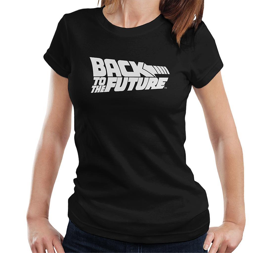 Back to the Future White Logo Women's T-Shirt Black Large