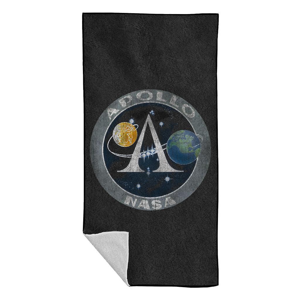 NASA Apollo Program Logo Badge Distressed Beach Towel Black 70 x 140cm