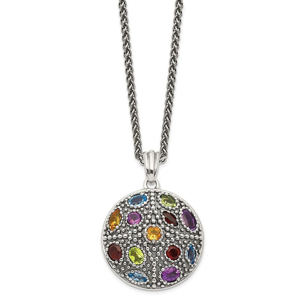 JewelryWeb 925 Sterling Silver With 14k Multi Gemstone Necklace Measures 22mm Wide Jewelry Gifts for Women 18.000