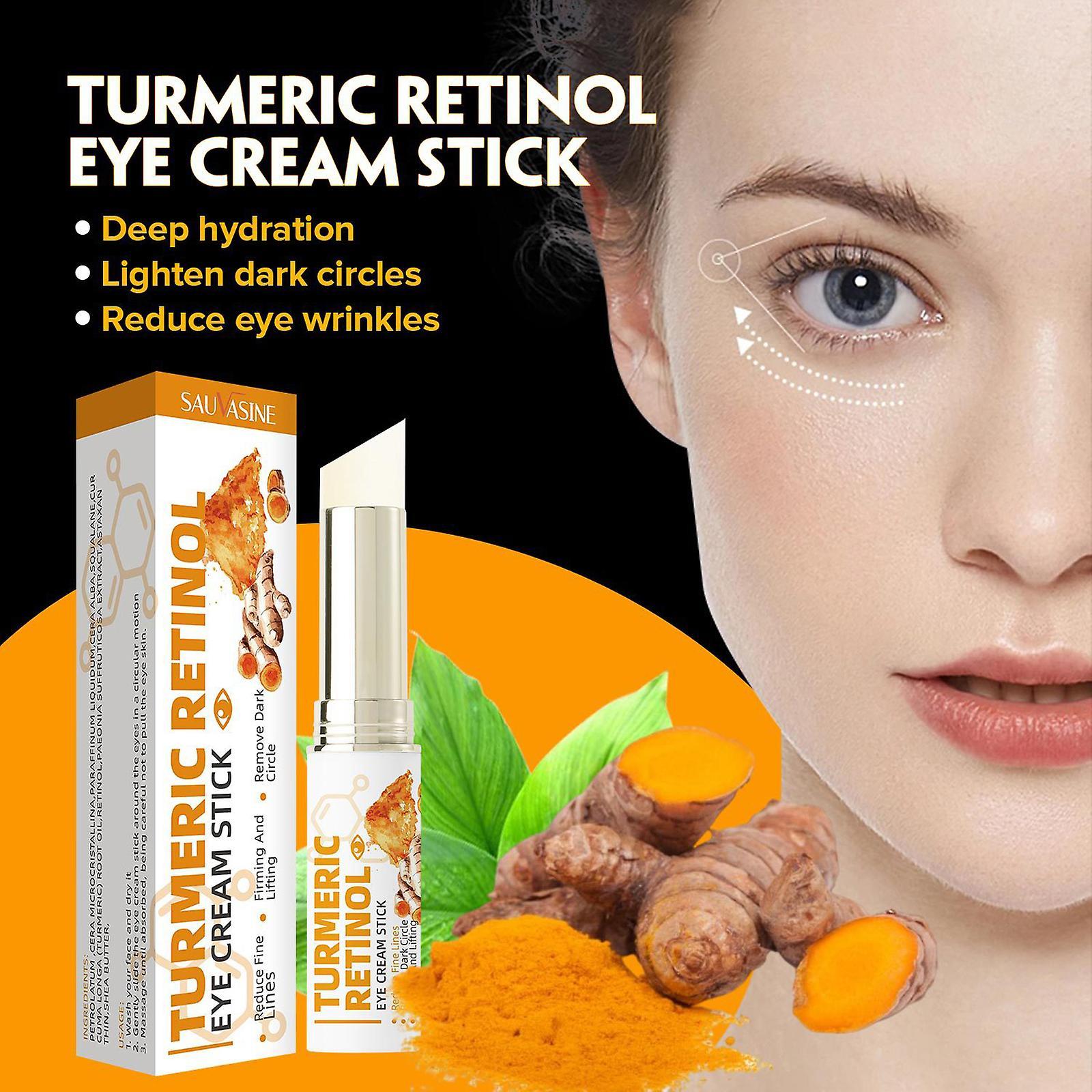 Ofocase Turmeric Retinol Eye Cream Pen, Moisturising Eye Cream, Anti-Ageing Eye Cream Against Dark Circles, Puffy Bags 3g-1pc