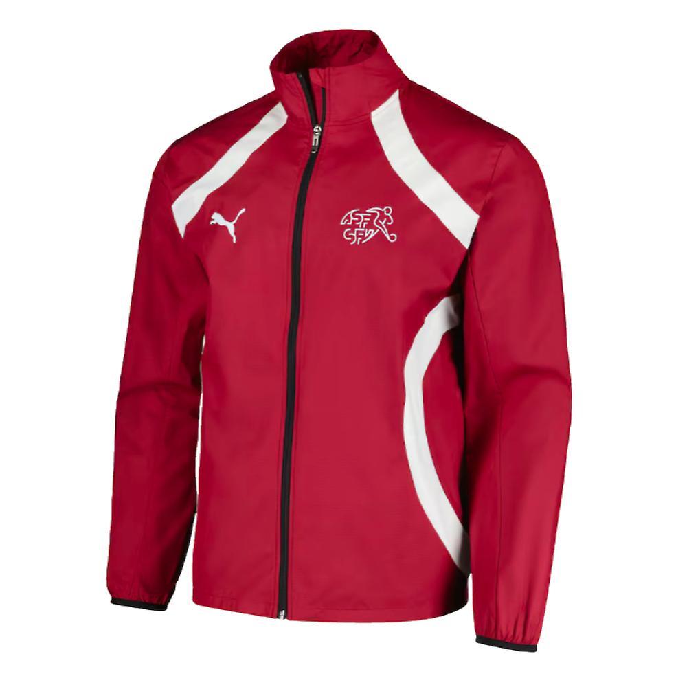 Puma 2024-2025 Switzerland Prematch Woven Jacket (Red) Medium Adults