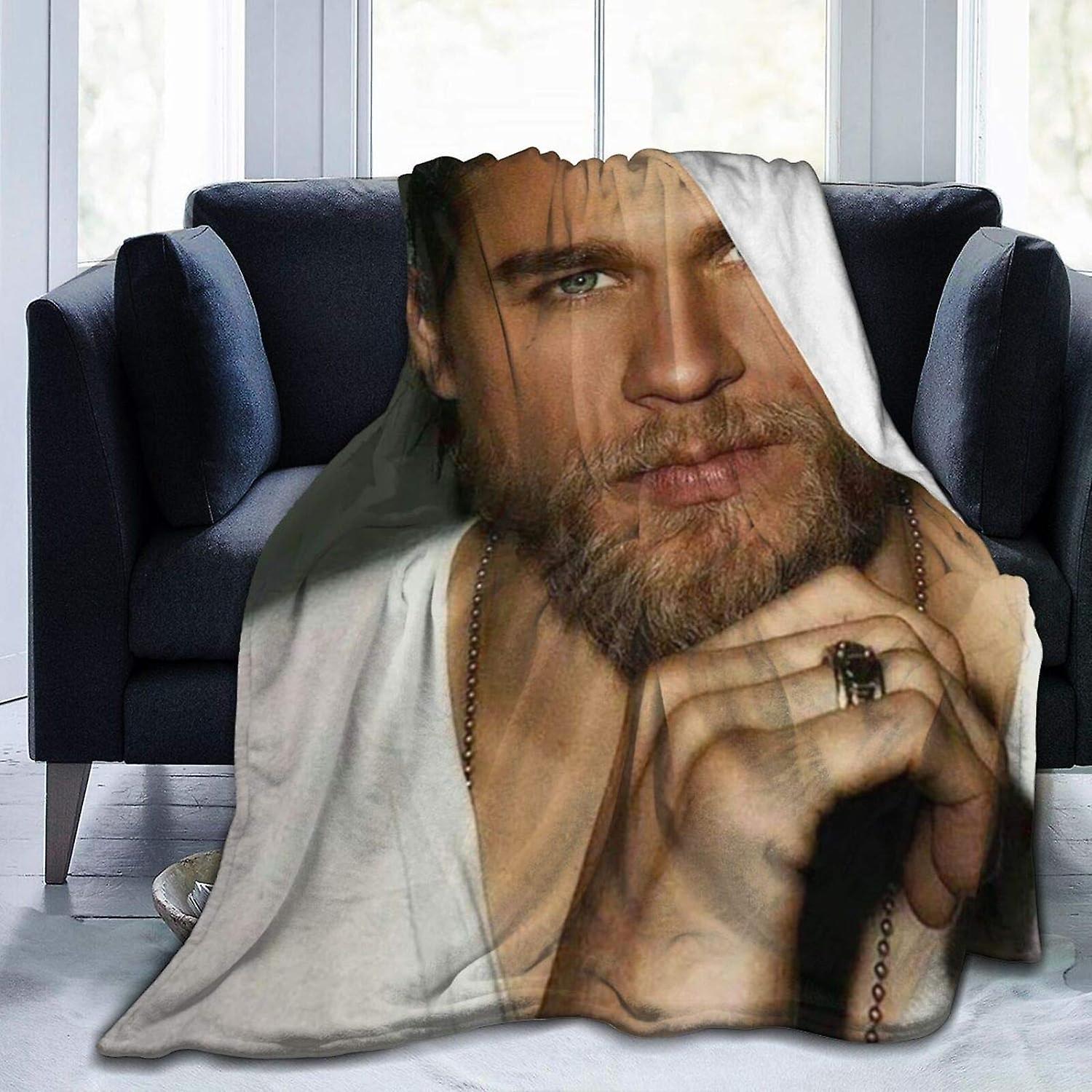 Kerota Charlie Actor Hunnam Fleece Blanket Throw Blanket Lightweight Super Soft Cozy Luxury Bed Blanket Microfiber ABD29598 50x40in 125x100cm