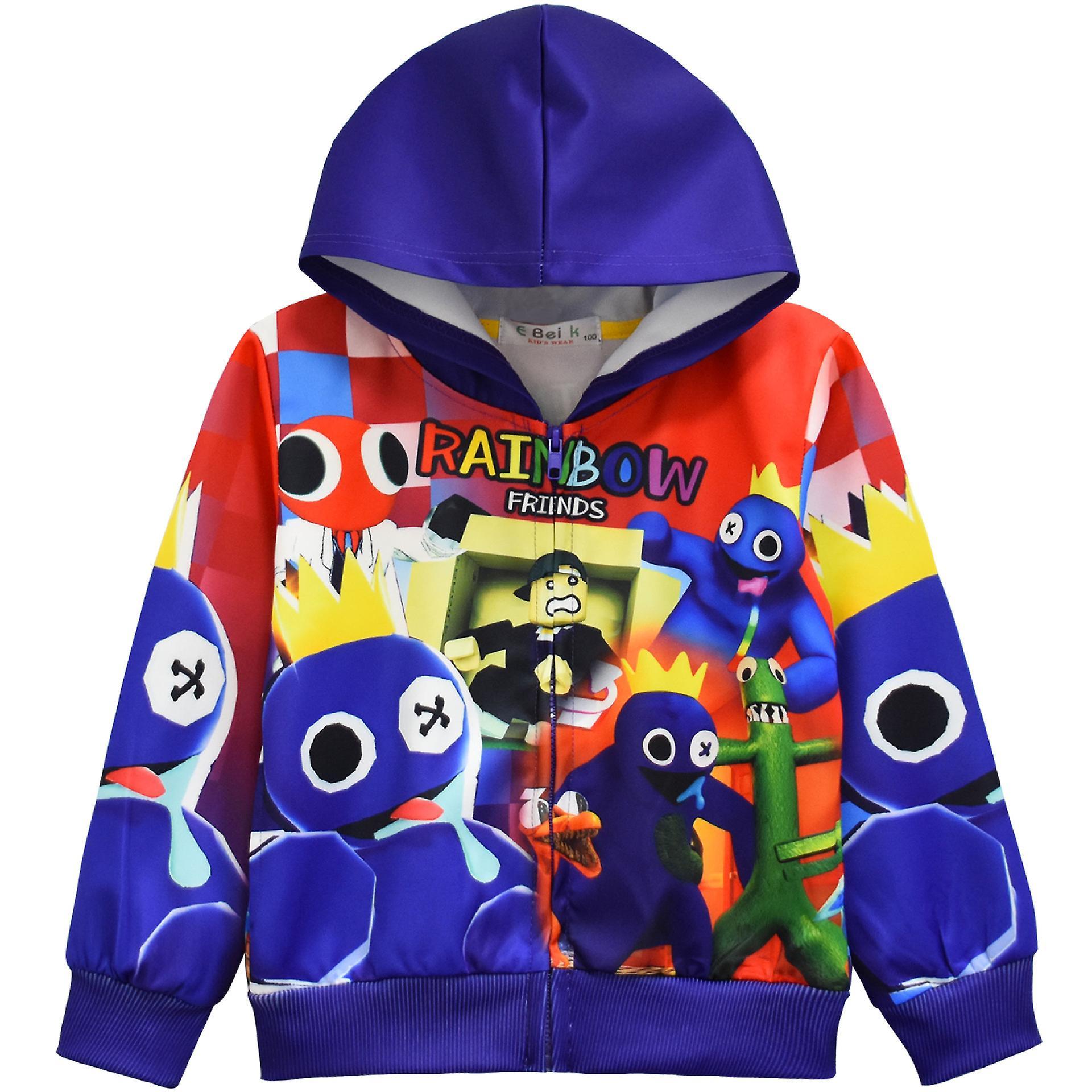 Shznv Roblox Rainbow Friends Rainbow Friends Zipper Hooded Jacket Jacket Sweater 120cm