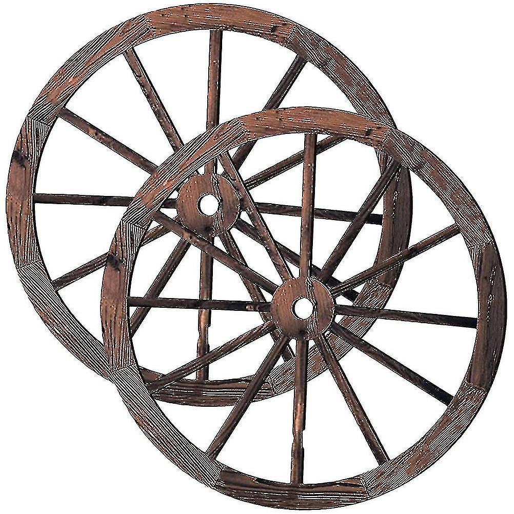 Bnetiza 2pcs Wagon Wheel Decor Wooden Wagon Wheel Wall Decor Vintage Wagon Wheel Wood Decor For Bar Garage