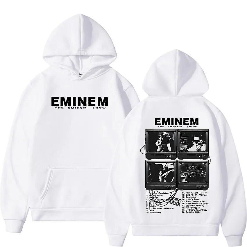 Visgaler Rapper Eminem World Tour Hoodie Men's Fashion Fleece Pullover Sweatshirt Unisex Hip Hop Gothic Oversized Hoodies Y2k Streetwear White