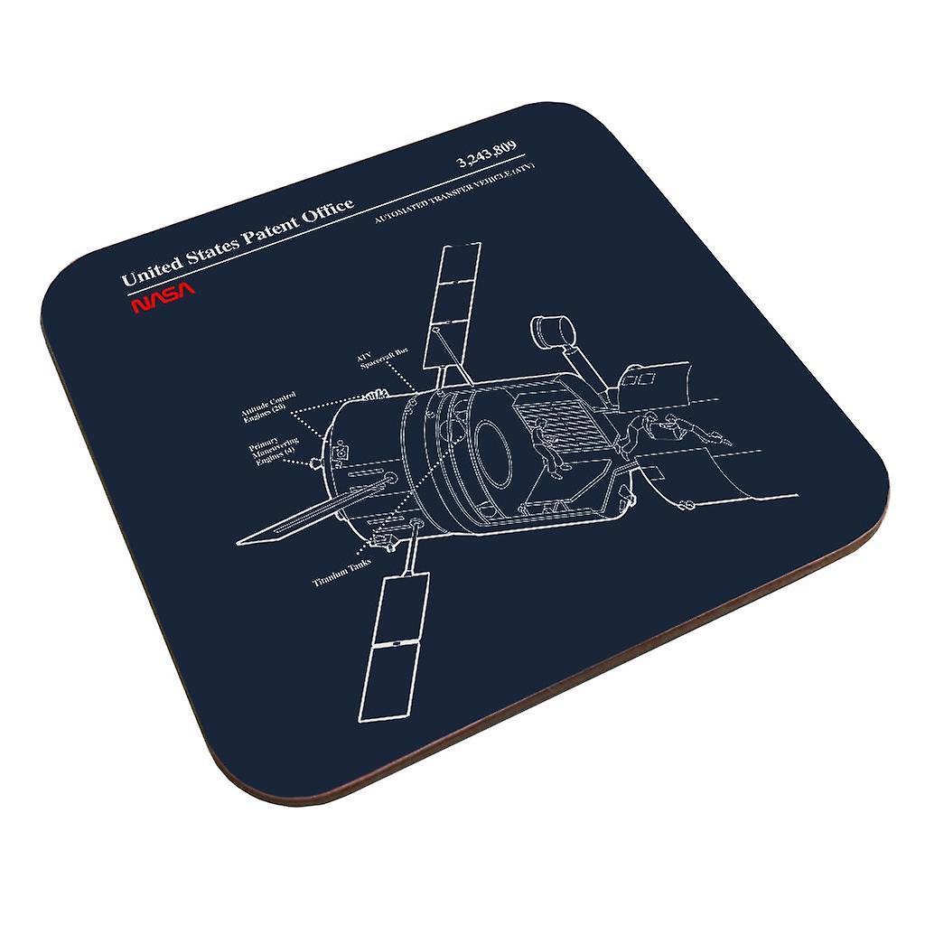 NASA Automated Transfer Vehicle Blueprint Coaster Navy Blue 9 x 9 cm