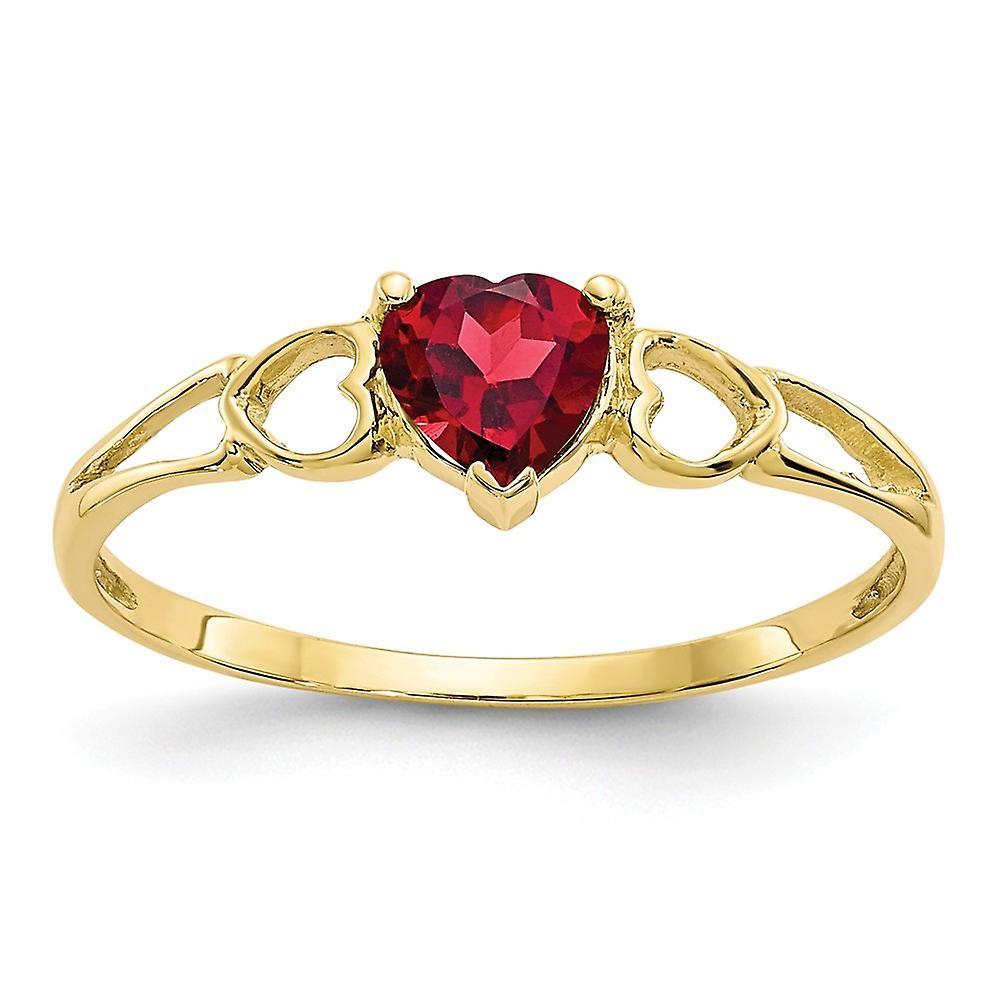 JewelryWeb 10k Yellow Gold Polished Garnet Ring Size 6 Jewelry Gifts for Women