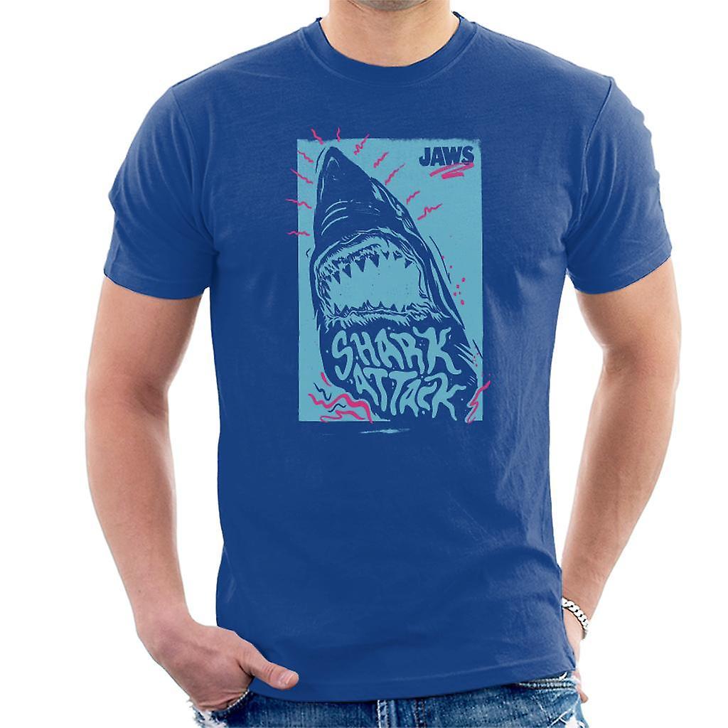 Jaws Shark Attack Wave Men's T-Shirt Royal Blue X-Large