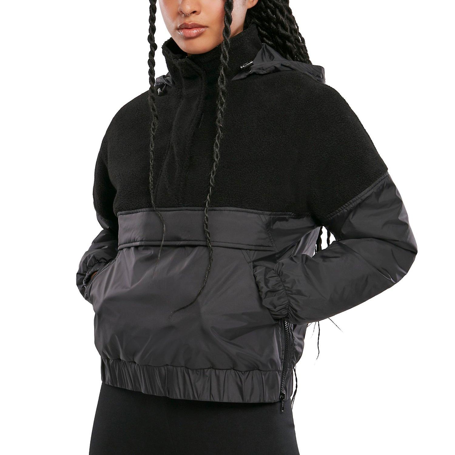 Urban Classics Ladies - Sherpa Mix Pull Over Jacket Black S