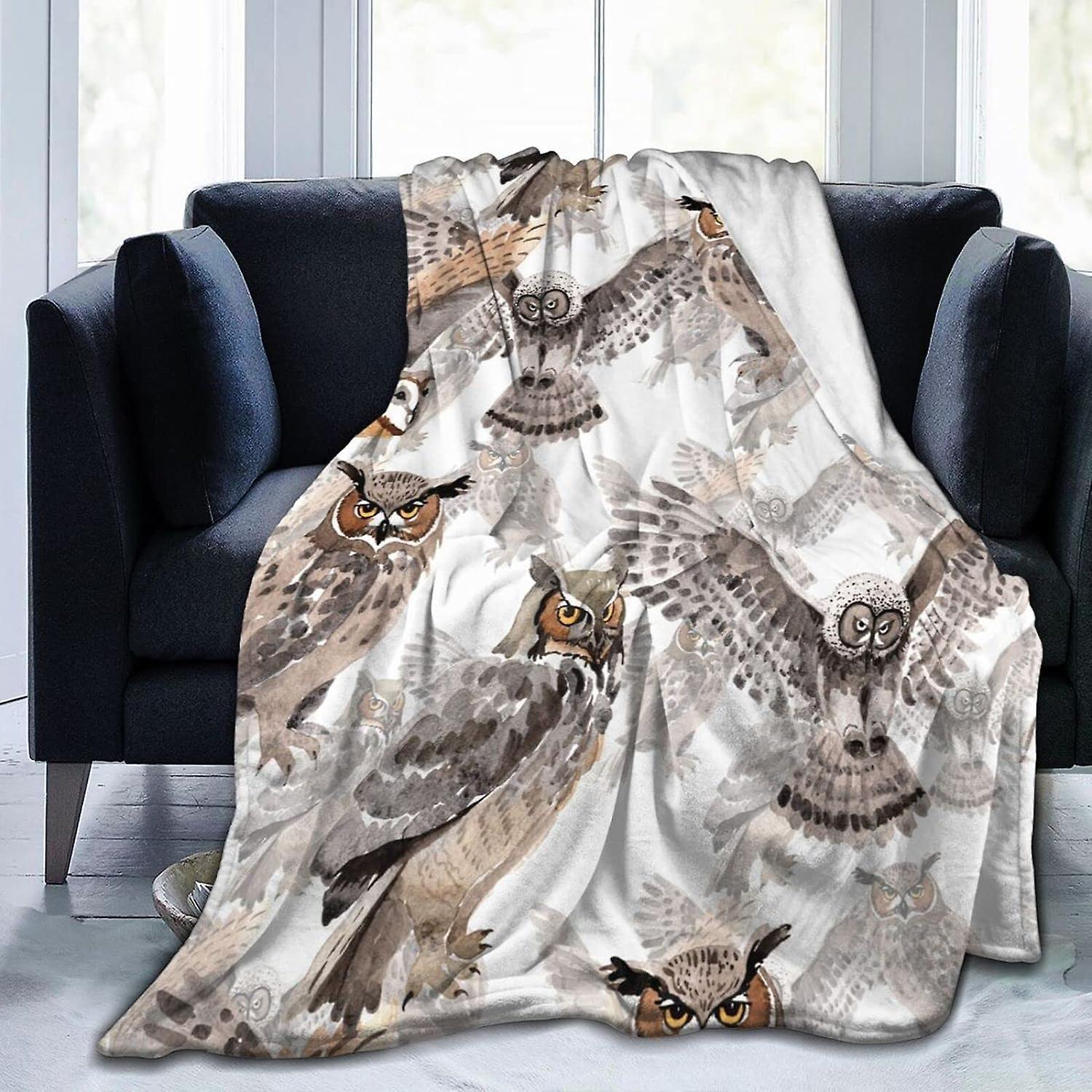 Kerota Blanket Owl Lightweight Flannel Blankets Soft Fluffy Single Blanket Anti Static for Couch Bed 50x40in 125x100cm