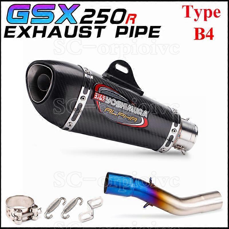 Muggyz Yoshimura Alpha Motorcycle Exhaust Muffler Escape Moto with db killer Slip-On Middle Link Pipe For SUZUKI GSX250 GSX250R DL250 Type B4